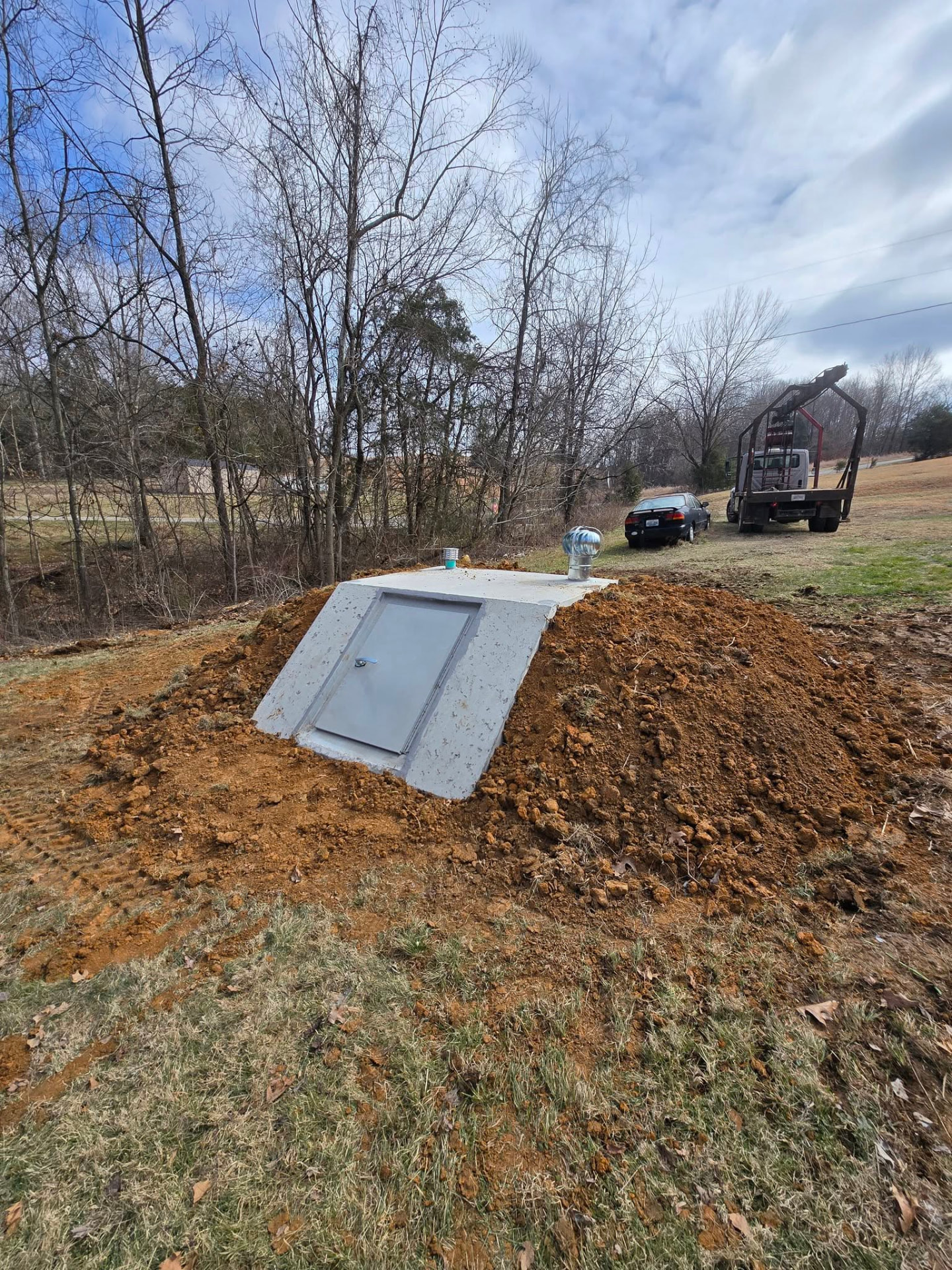 Underground shelter installation with equipment on a Kentucky property